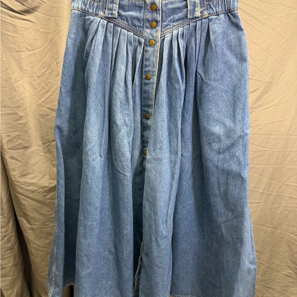 Lizwear Blue Denim Prairie Skirt- Vintage boho cottagecore-pockets